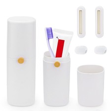 2 Pack Ventilated Toothbrush Travel Case with Lock, Spill-Proof Travel Toothb...