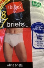 Hanes 2010 8 White Tagless Briefs Underwear Men's Size XL 100 No Ride Up