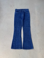 Vintage 70  s Levi  s 646 Orange Tab Bellbottom Flare Dark Denim Jeans Size 28x30