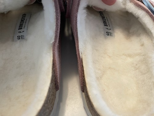BIRKENSTOCK BOSTON GENUINE SHEARLING LINED CLOG PINK CLAY SUEDE SZ 9-9.5US/ 40EU - Picture 8 of 11