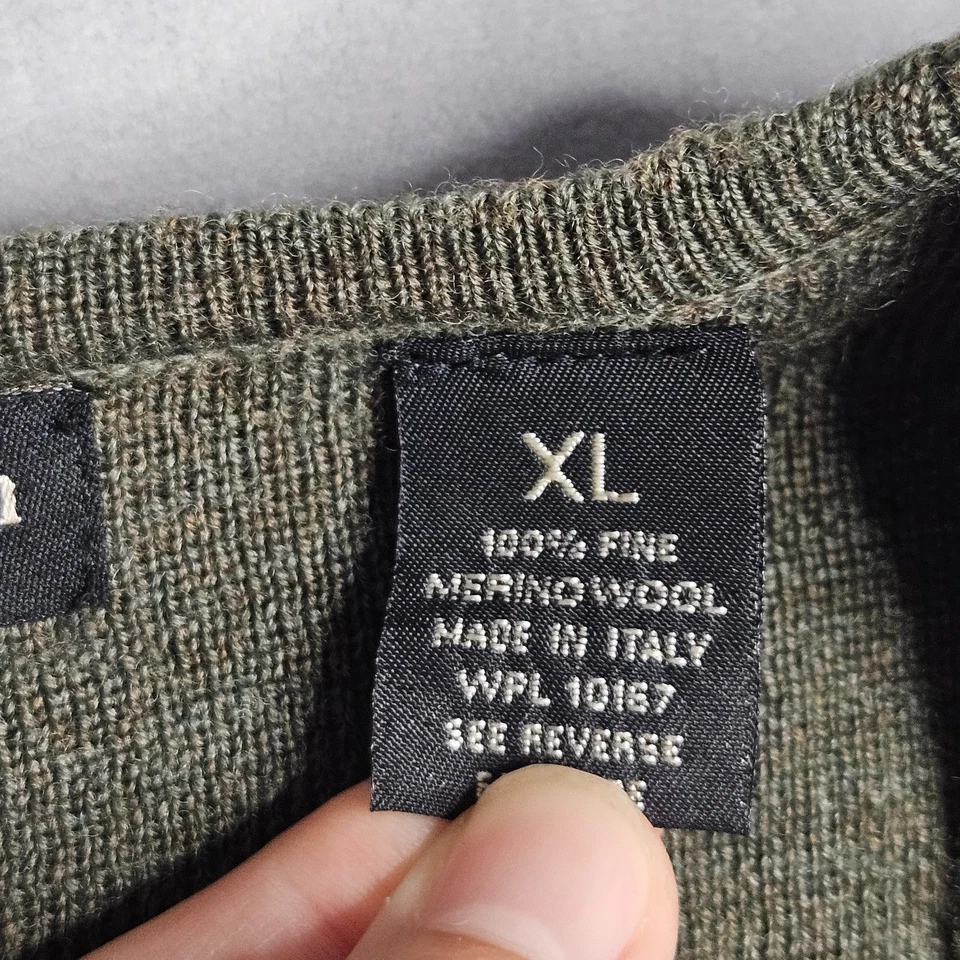 Joseph & Lyman Suéter Chaleco Para Hombres XL Verde 100% Lana Merino Abotonada Cuello en V Foto 4 de 4