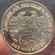 1993 American Wildlife Horses Foxwoods Bingo Casino Token  .999 Silver 20g #Z1