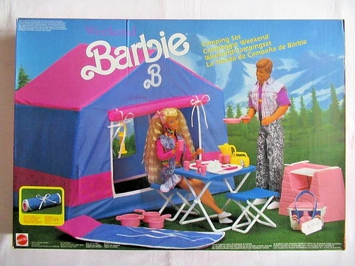 BARBIE 7216 - CAMPING SET: TENT + BARBECUE etc ... - CONTENT VERIFIED AND COMPLETE