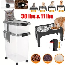 11 30 Lbs Dog Food Storage Container - Collapsible Dog Food Container w/ Wheels