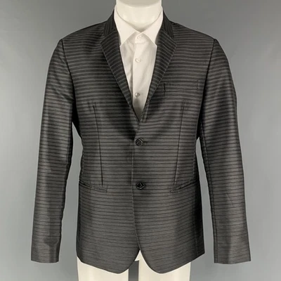 EMPORIO ARMANI Taille 38 Manteau Sport En Laine Gris Charbon À Revers - Photo 1/4