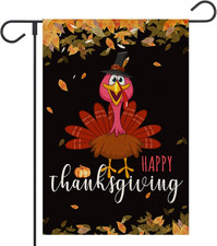 Happy Thanksgiving Turkey Garden Flag 12X18 Inch Double Sided for outside Small