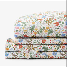 Rifle Paper Co. Strawberry Fields Classic Cool Cotton Percale Bed Sheet Set