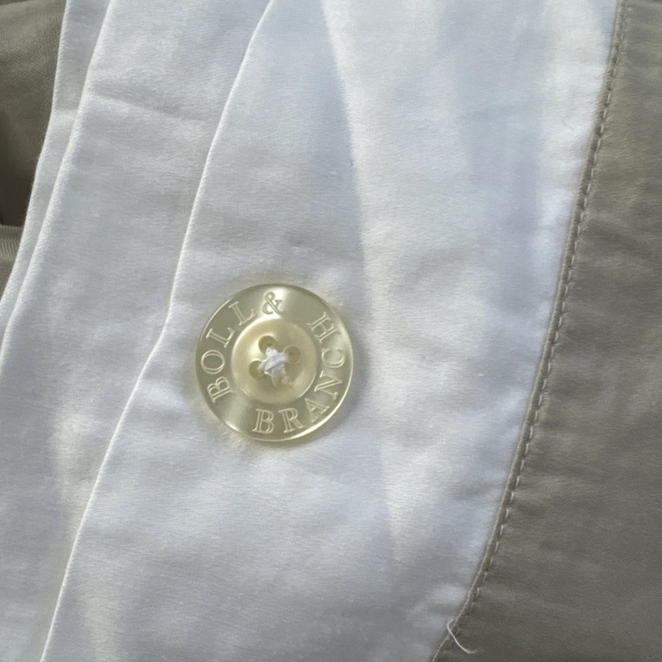 Funda Nórdica Boll and Branch Blanca con Borde Grueso Gris Satén Reina Foto 3 de 4