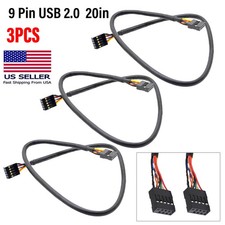 3PCS USB 2.0 Internal Motherboard Header Cable USB 9pin Female to Female 20in