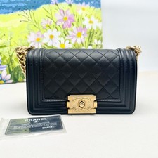 Chanel Leboy Small Caviar Leather Quilted Chain Flap Shoulder Crossbody Bag