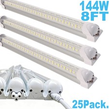T8 LED Tube Light Bulb 6500K 144W 8FT 18000LM LED Shop Light Fixture 25Pack
