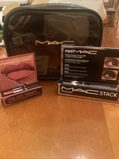 MAC Makeup Bag Gift 3pc Set w/ Velvet Teddy  MAC Stack Mascara