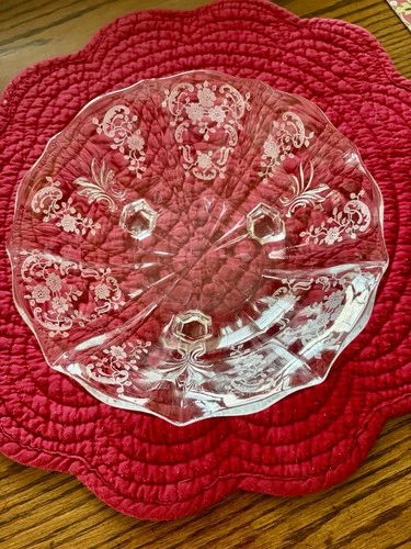 Fostoria Meadow Rose Clear Bowl Three Toed Bon Bon Dish Or Tidbit Dish