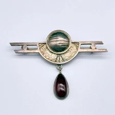 Vintage Modernist Art Deco Sterling Silver Pin Brooch