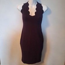Boohoo Night Scalloped Neckline Bodycon Dress Plum Purple US Size 4