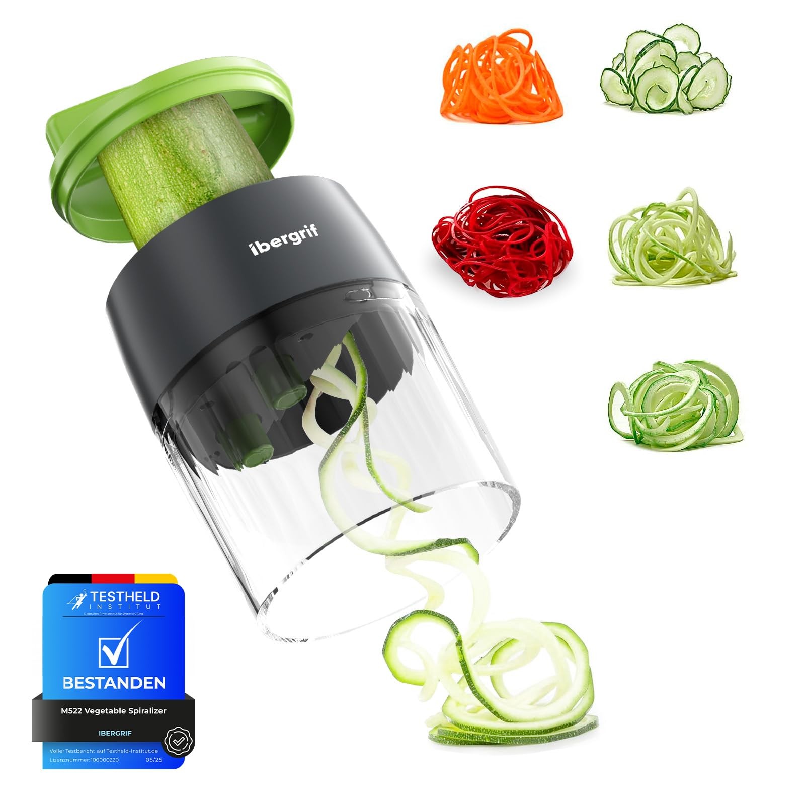 Ibergrif M522 Spiralizzatore di Verdure, Spaghetti di Zucchine Attrezzo (v2j)