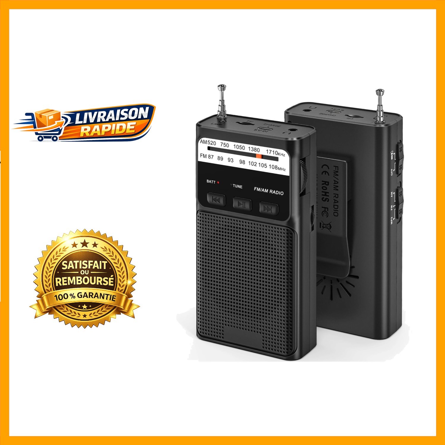 Poste radio portable Tendak pour seniors avec grands boutons de réglage