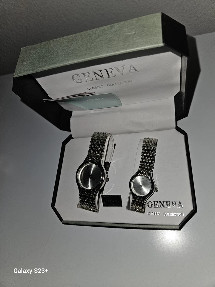 Juego de relojes de cuarzo Geneva Classic Collection para hombre y mujer Foto 2 de 4