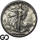 1942-D Walking Liberty Half Dollar 50C Silver Coin AU Nice Luster