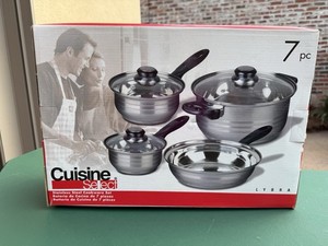 Cuisine Select 7 Pc en acier inoxydable Ensemble de casseroles en verre