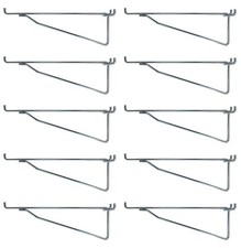  10 Pack 10" Metal Peg Garage Hanger Shelf Brackets for 1/8" to 1/4" Pegboard