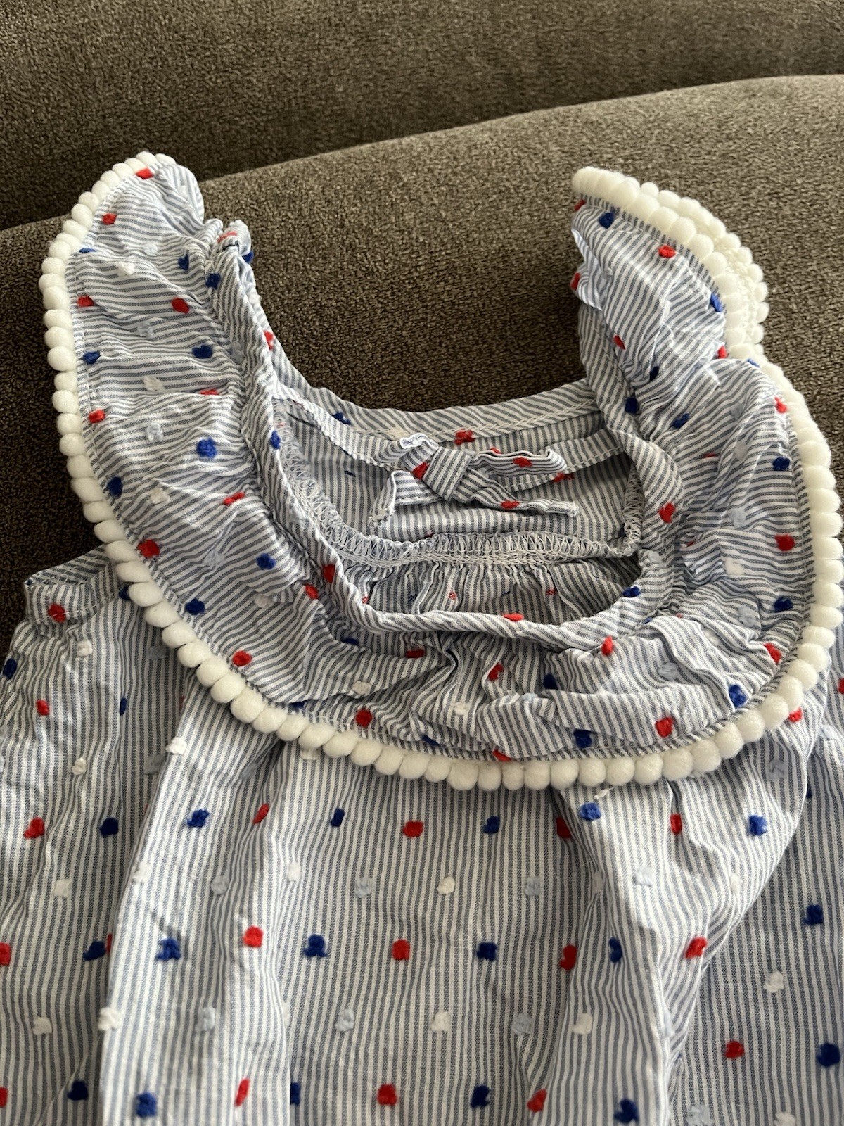 Cat & Jack Baby Girl Romper ~ Red White Blue Dot Size 3-6 Mos