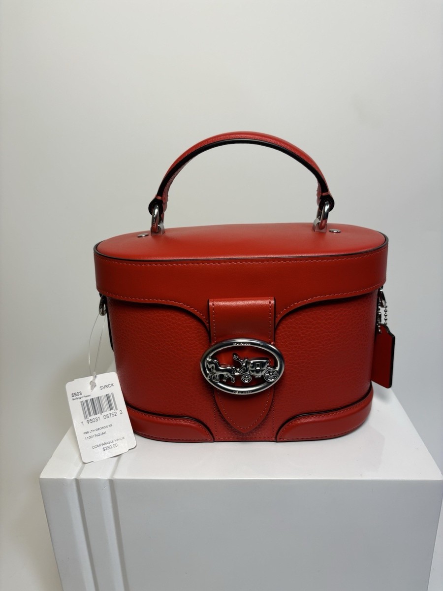 Coach Leather Georgie Top Handle Bag Womens Bright Poppy Red