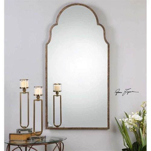 Uttermost Brayden Tall Traditional Metal Arch Mirror in Bronze - Picture 1 of 3