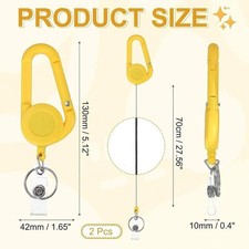 2 Pack Retractable Keychain Belt Clip, Retractable ID Badge Reel Plastic Card