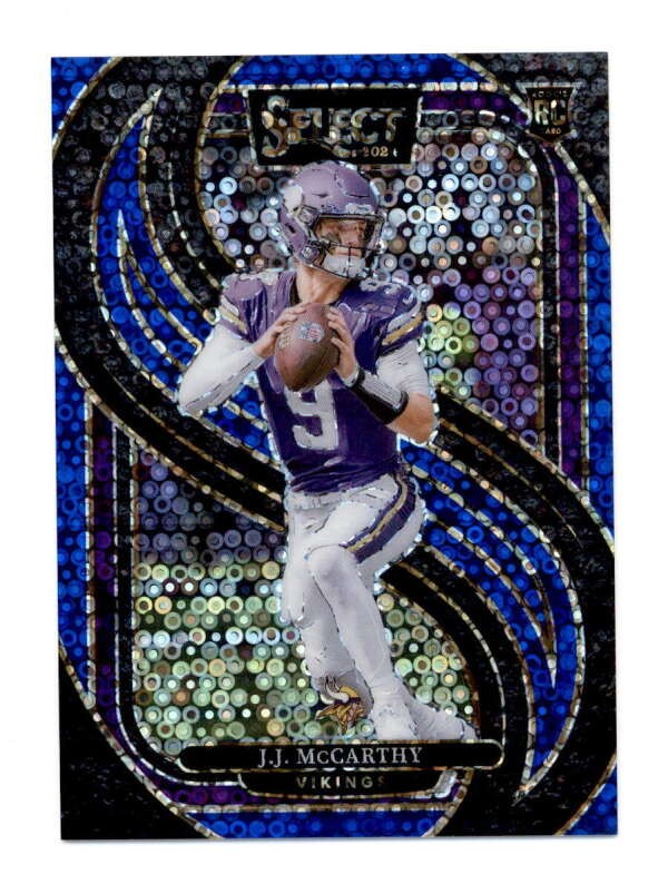 J.J. MCCARTHY 2024 PANINI SELECT #134 ROOKIE BLUE DISCO PRIZM #/25 (RARE) T6770