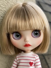 Custom Neo Blythe Doll White Skin Matte Face Blonde Bob Hair Jointed Body OOAK