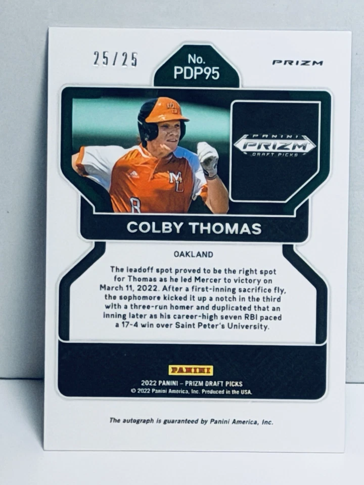 2022 Prizm Draft Picks Colby Thomas Blue Circles Donut Autographs Auto /25 - Image 2 of 2