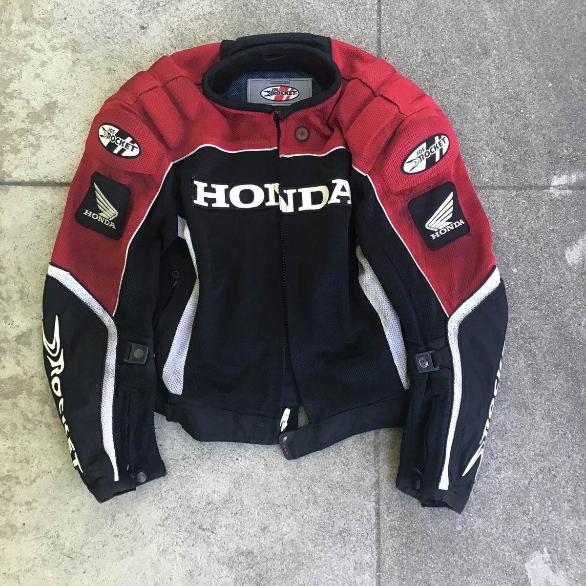 Honda Joe Rocket Motorcycle Jacket Black Red Men Medium Padding w/ Zip Out  Liner