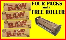 4 packs RAW 1.25 rolling papers+ Hemp plastic rolling machine FREE FAST SHIPPING