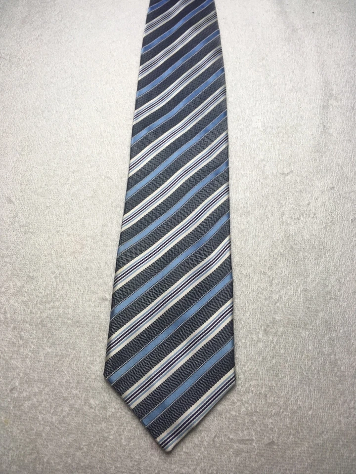 ROBERTO VILLINI CORBATA HOMBRE AZUL ORO GRIS BORGOÑA RAYAS 3,75 X 61 Foto 2 de 4