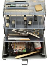 ArtBin 2-Tray Art Supply Box Full of Craft Supplies Portable Art Craft Organizer