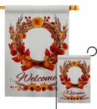 Harvest Wreath Garden Flag & Autumn Fall Decorative Small Gift