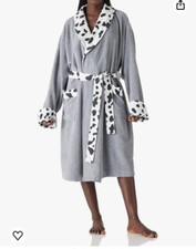 Womens Bath Robe / Shower Robe / Dressing Gown Microfibre Grey With Trim Size XL