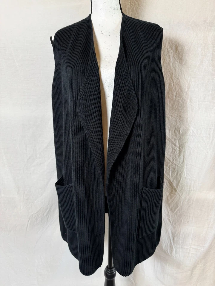 Новый с Ярлыками великолепный Джульетта ребро черный свитер жилет открытый передний женщин S розничной $198 - Изображение 2 из 4