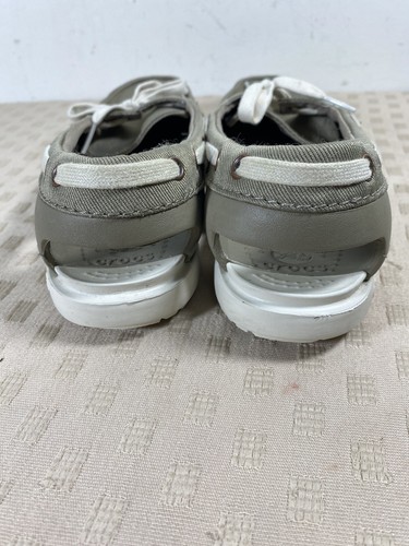 Zapatos de barco Crocs para mujer línea de playa verde oliva sin cordones 200109 talla 8 - Imagen 5 de 7