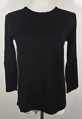 Jaclyn Smith Collection Womens Top Small Black Bell Sleeve Acrylic Sweater Sheer