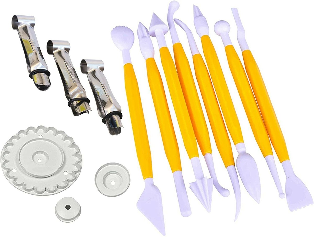 Cake Decorating Set of 15 Fondant modeling Tools, Crimper set and Frill  Cutter