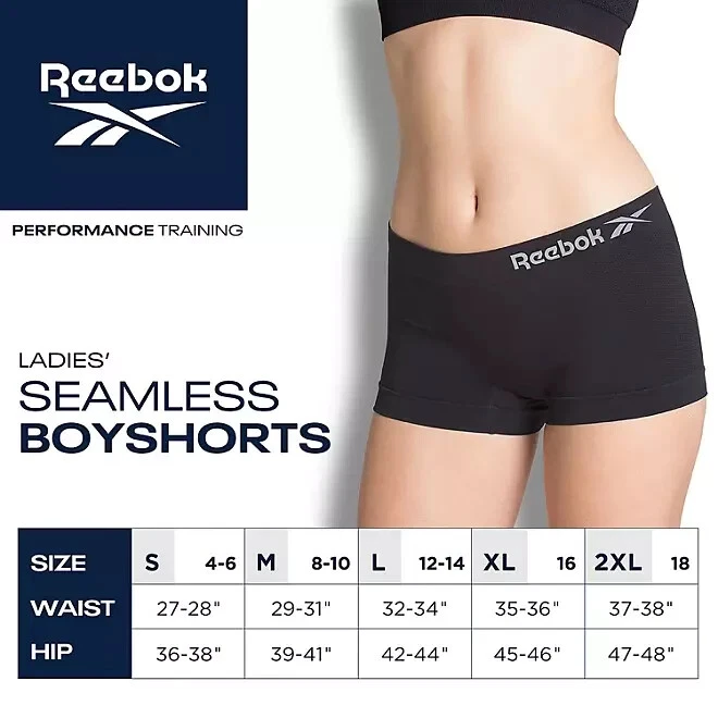 Paquete de 5 pantalones cortos para mujer Reebok sin costuras talla S rosa, púrpura, negro Foto 3 de 3