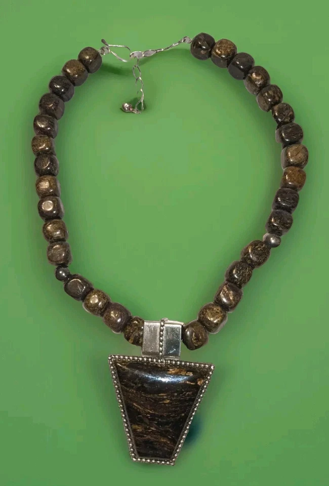 Bronzite Jay King DTR Necklace China Sterling .925 16" W/ Ex 3" Chain Extender  - Image 2 of 4