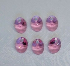 6pc Swarovski Crystal Rose 8mm Oval 6028 Pendants; Pink; Bulk Lot; CLEARANCE