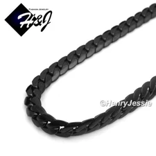 16"-40"MEN Stainless Steel 4mm Black Plated Miami Cuban Curb Chain Necklace*B155