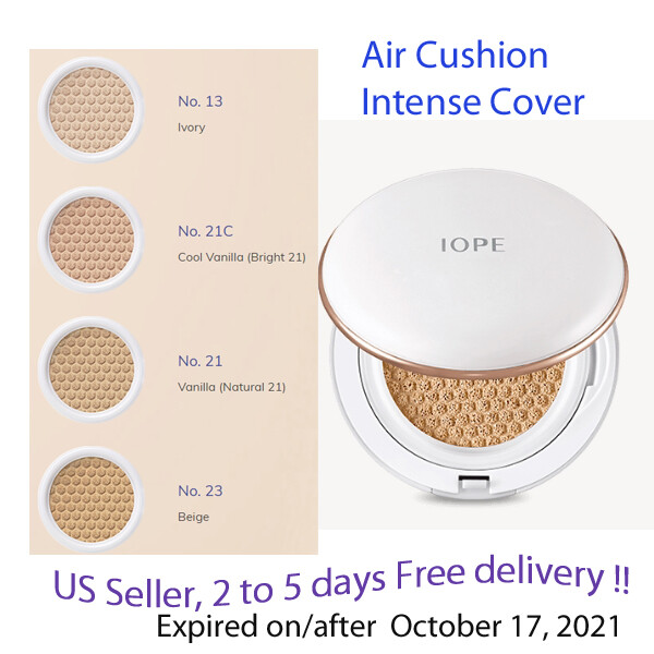Best Cushion Foundation 2021 IOPE Air Cushion Intense cover SPF50+/PA+++15g x 2, (4 shades 