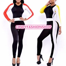 New Sexy  Fashion Clubwear Long Sleeve Slim Bandage Bodysuit Jumpsuits Rompers