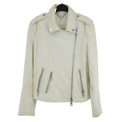 Damen Lederjacke Weiß HUGO BOSS Leder Jacke Bikerjacke Lammnappa NP499 Neu
