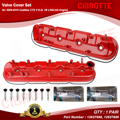 LH & RH Valve Cover Set w/ Gasket for 2009-2015 Cadillac CTS V 6.2L V8 LS9/LSA 